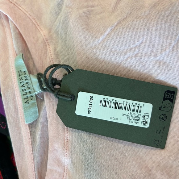AllSaints Pink T-Shirt Sz US 6 Bubblegum pink - Picture 1 of 12